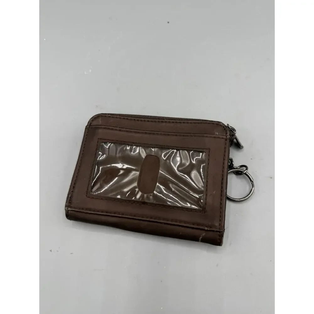Esprit Brown Zip Around Wallet Coin Purse Key Ring ID Window